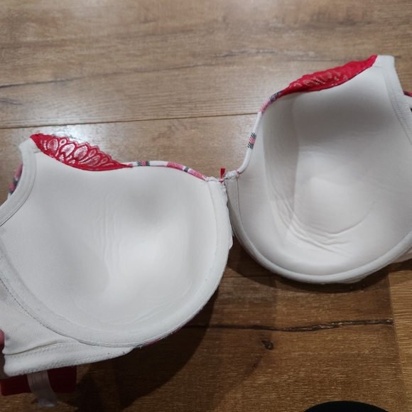 Lane Bryant Cacique Red Plaid Light Lined T-Shirt Bra 38G Holiday Comfort Casual - Picture 10 of 12